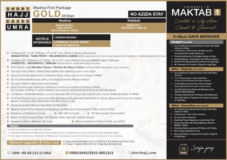 Gold Hajj Package 23 Days